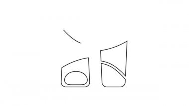 Siyah çizgi Guotie beyaz arka planda izole edilmiş geleneksel bir Japon yemek ikonu. Asya yemekleri. 4K Video hareketli grafik canlandırması