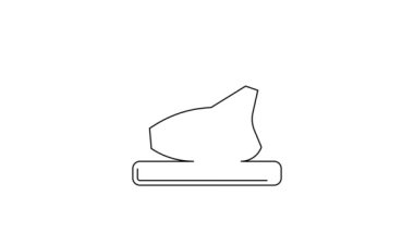 Siyah çizgili hindi ya da beyaz arka planda izole edilmiş tavuk ikonu. 4K Video hareketli grafik canlandırması