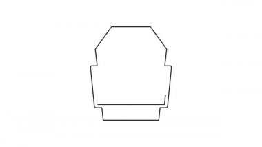 Beyaz arka planda izole edilmiş, kağıt kutu ikonundaki siyah Asya erişteleri. Sokak yemeği. Kore, Japon, Çin yemekleri. 4K Video hareketli grafik canlandırması