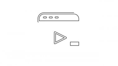 Siyah çizgi video reklam simgesi beyaz arkaplanda izole edildi. Pazarlama ve tanıtım süreci kavramı. İlgili reklamlar. Sosyal medya reklamcılığı. 4K Video hareketli grafik canlandırması