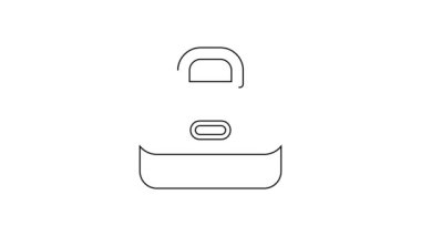 Beyaz arkaplanda siyah çizgi evrak çantası simgesi izole edildi. İş ilanı. İş portföyü. 4K Video hareketli grafik canlandırması