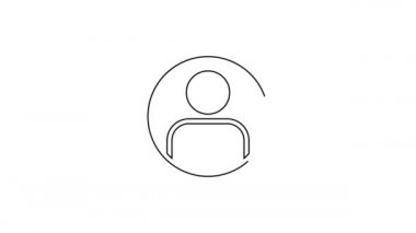 Siyah çizgi Beyaz arkaplanda izole hesap ekranı simgesi oluştur. 4K Video hareketli grafik canlandırması