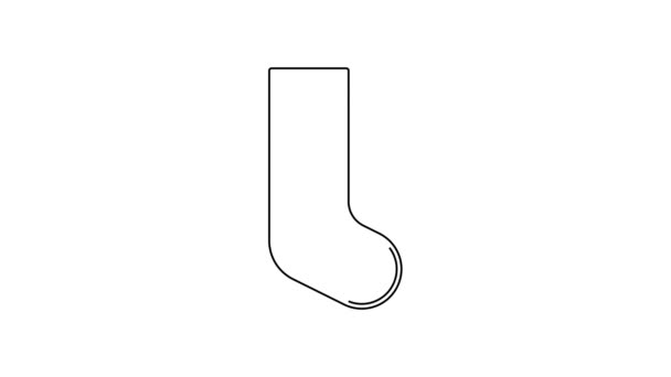 Black line Socks icon isolated on white background. 4K Video motion graphic animation — Stock Video