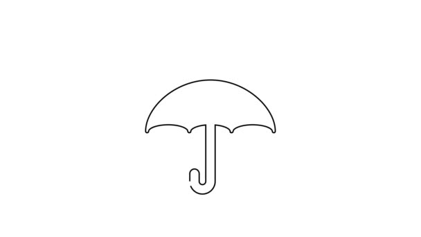 Schwarze Linie Regenschirm und Regentropfen Symbol isoliert auf weißem Hintergrund. Wasserdichtes Symbol. Schutz, Sicherheit, Sicherheitskonzept. Wasserdichtes Symbol. 4K Video Motion Grafik Animation — Stockvideo