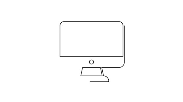 Czarna linia Gry online ikona wideo izolowane na białym tle. Pasek z tabliczką. 4K Animacja graficzna ruchu wideo — Wideo stockowe