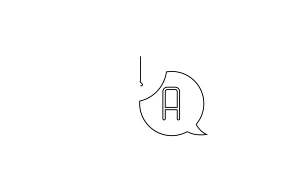 Linea nera Bolle vocali con l'icona Domanda e risposta isolata su sfondo bianco. Q e simbolo A. Segnale FAQ. Chat bolla vocale e grafico. Animazione grafica 4K Video motion — Video Stock