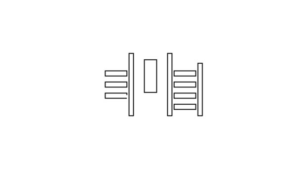 Linha preta Ícone de parede sueco de madeira isolado no fundo branco. Escadas suecas. Animação gráfica em movimento de vídeo 4K — Vídeo de Stock