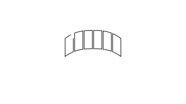 Чорна лінія Дитячий майданчик іконка моста ізольована на білому тлі. 4K Відео рух графічна анімація — стокове відео