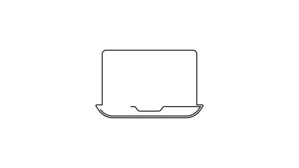 Linea nera Icona casco di sicurezza operaio isolato su sfondo bianco. Animazione grafica 4K Video motion — Video Stock