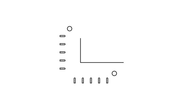 Ligne noire Icône de règle d'angle isolé sur fond blanc. Setsquare, règle d'angle, menuiserie, ustensile de mesure, échelle. Animation graphique de mouvement vidéo 4K — Video