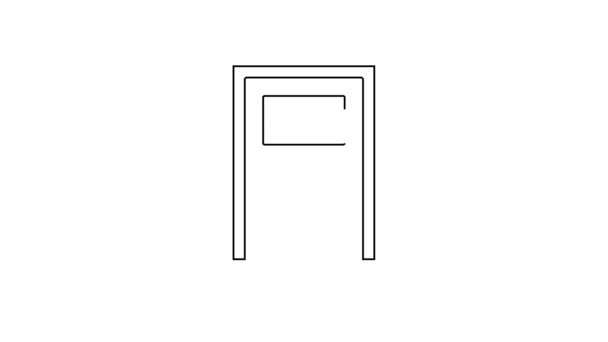 Schwarze Linie Geschlossene Tür Symbol isoliert auf weißem Hintergrund. 4K Video Motion Grafik Animation — Stockvideo