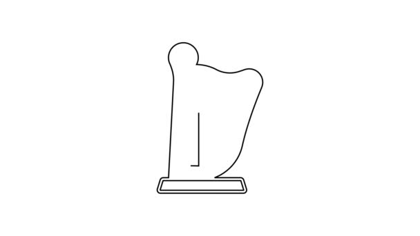 Svart linje Harp ikon isolerad på vit bakgrund. Klassiskt musikinstrument, orkestra strängakustiskt element. 4K Video motion grafisk animation — Stockvideo