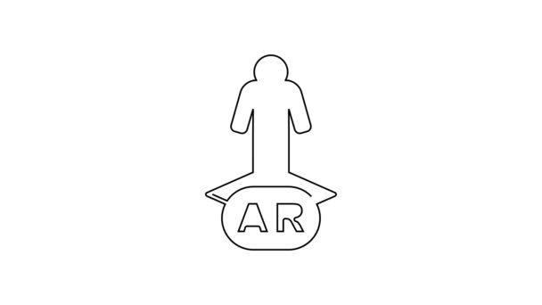 Černá čára Rozšířená realita AR ikona izolované na bílém pozadí. Virtuální futuristická zařízení. Grafická animace pohybu videa 4K — Stock video