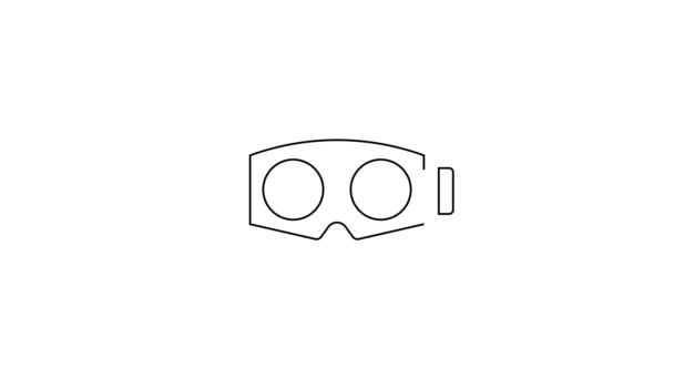 Black line Virtual reality glasses icon isolated on white background. Stereoscopic 3d vr mask. Optical head mounted display. 4K Video motion graphic animation — Stockvideo