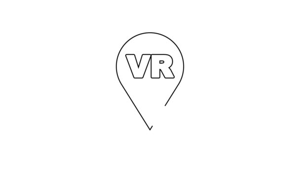 Black line Virtual reality icon isolated on white background. Futuristic VR head-up display design. 4K Video motion graphic animation — Vídeo de Stock