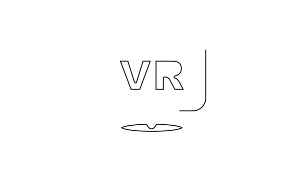 Black line Virtual reality icon isolated on white background. Futuristic VR head-up display design. 4K Video motion graphic animation — Vídeo de Stock