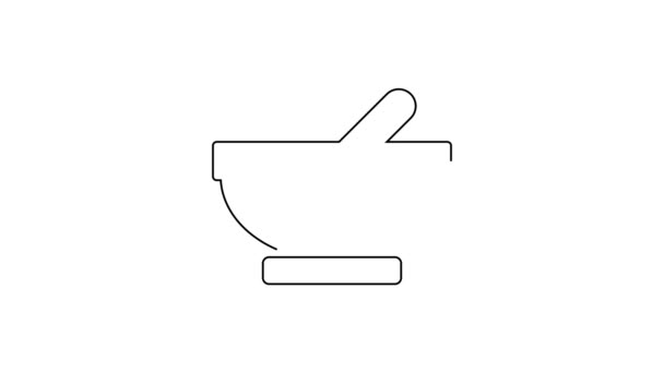 Linea nera icona calderone strega isolato su sfondo bianco. Buona festa di Halloween. Animazione grafica 4K Video motion — Video Stock