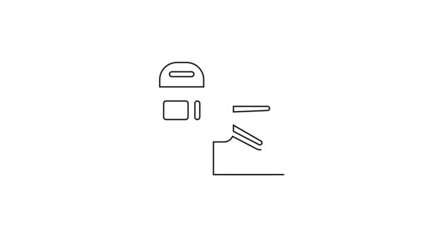 Línea negra Icono de torniquete aislado sobre fondo blanco. Animación gráfica de vídeo 4K — Vídeo de stock