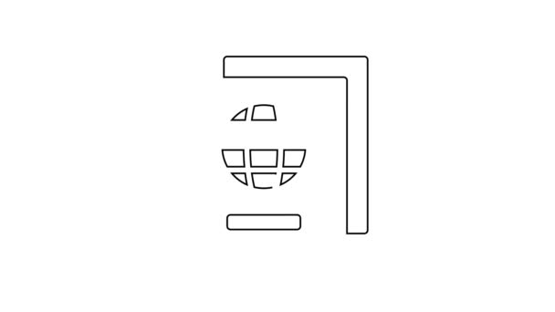 Zwarte lijn Paspoort met biometrische data icoon geïsoleerd op witte achtergrond. Identificatiedocument. 4K Video motion grafische animatie — Stockvideo