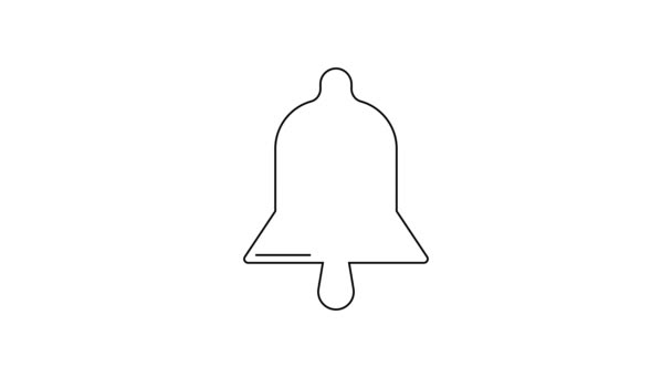 Línea negra Icono de campana de estación de tren aislado sobre fondo blanco. Animación gráfica de vídeo 4K — Vídeo de stock
