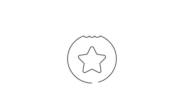 Černá čára vánoční míč ikona izolované na bílém pozadí. Veselé Vánoce a šťastný nový rok. Grafická animace pohybu videa 4K — Stock video