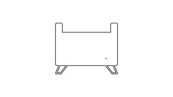 Linha preta Ícone da cama berço berço do bebê isolado no fundo branco. Animação gráfica em movimento de vídeo 4K — Vídeo de Stock