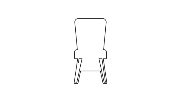 Black line Chair icon isolated on white background. 4K Video motion graphic animation — Stock Video