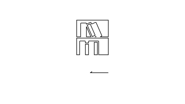 Black line Library bookshelf icon isolated on white background. 4K Video motion graphic animation — Stock Video