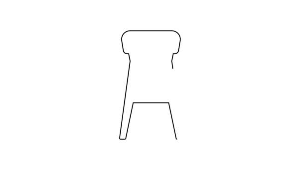 블랙 라인 의자이어 아이콘은 흰색 배경에서 분리되었다. 4K 비디오 모션 그래픽 애니메이션 — 비디오
