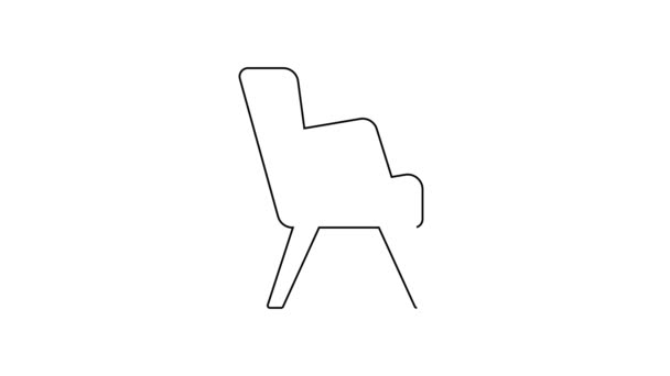 Black Line Sessel Ikone isoliert auf weißem Hintergrund. 4K Video Motion Grafik Animation — Stockvideo