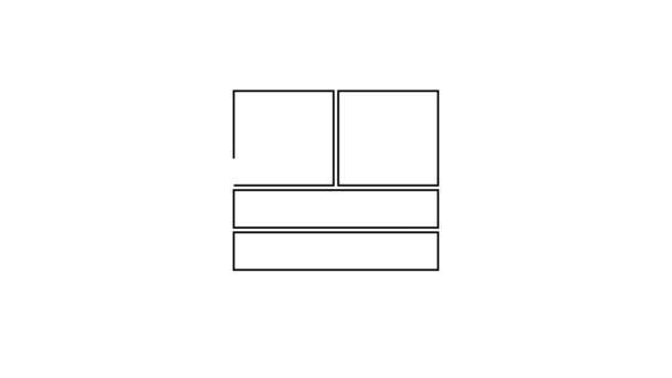 Linha preta Caixa de gavetas ícone isolado no fundo branco. Animação gráfica em movimento de vídeo 4K — Vídeo de Stock