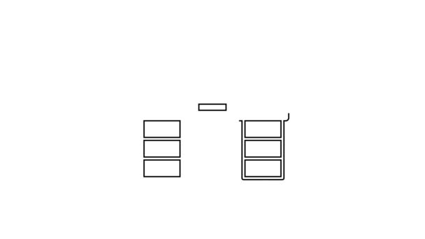 Ligne noire Bureau icône de bureau isolé sur fond blanc. Animation graphique de mouvement vidéo 4K — Video