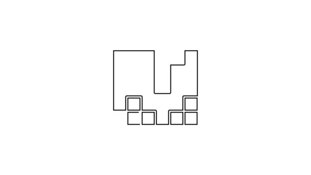 Черная линия Портативный игровой консоли значок изолирован на белом фоне. Портативные консольные игры. Видеографическая анимация 4K — стоковое видео