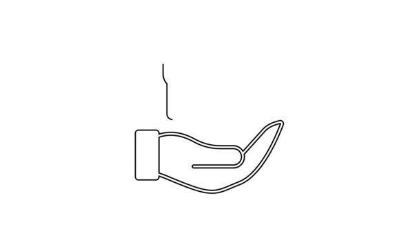 Black line Hand hält Aktenkoffer-Symbol isoliert auf weißem Hintergrund. Versicherungskonzept. Sicherheit, Sicherheit, Schutz, Schutzkonzept. 4K Video Motion Grafik Animation — Stockvideo