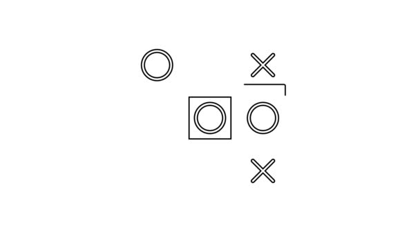 Black line Tic tac toe game icon isolated on white background. 4K Video motion graphic animation — Stock Video