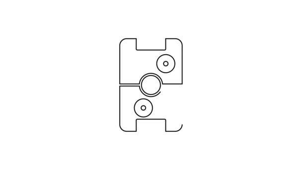 Czarna linia Air hokej tabeli ikona izolowane na białym tle. 4K Animacja graficzna ruchu wideo — Wideo stockowe