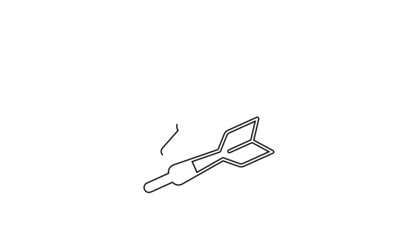 Línea negra Icono de flecha Dart aislado sobre fondo blanco. Animación gráfica de vídeo 4K — Vídeos de Stock