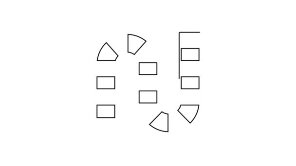 Czarna linia Gra planszowa ikona izolowana na białym tle. 4K Animacja graficzna ruchu wideo — Wideo stockowe