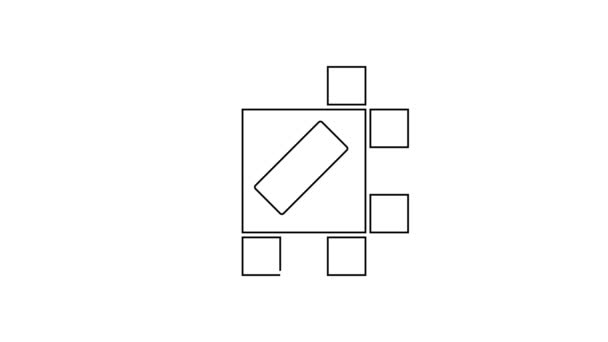 Siyah çizgi Masa oyun simgesi beyaz arkaplanda izole edildi. 4K Video hareketli grafik canlandırması — Stok video