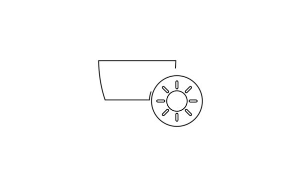 Beyaz arkaplanda izole edilmiş siyah çizgi güneş kremi ikonu. Cilt için güneş ultraviyole ışığından koruma. 4K Video hareketli grafik canlandırması — Stok video