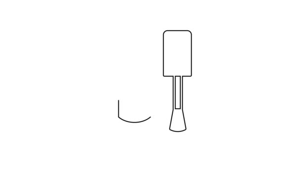 Černá čára Lahvička lak na nehty ikona izolované na bílém pozadí. Grafická animace pohybu videa 4K — Stock video