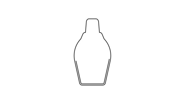 Svart linje Flaska med schampo ikon isolerad på vit bakgrund. 4K Video motion grafisk animation — Stockvideo