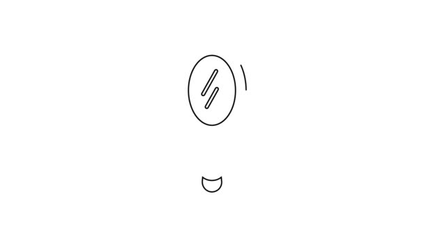 Černá čára Ručně zrcadlo ikona izolované na bílém pozadí. Grafická animace pohybu videa 4K — Stock video