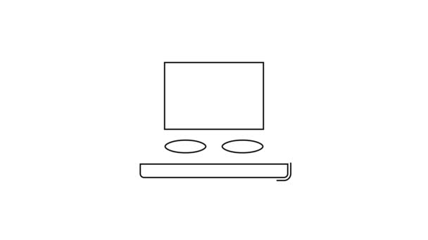 Ligne noire Palette ombre à paupières avec icône pinceau isolée sur fond blanc. Animation graphique de mouvement vidéo 4K — Video