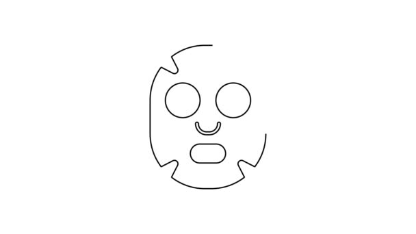 Línea negra Icono de máscara cosmética facial aislado sobre fondo blanco. Cosmetología, medicina y salud. Animación gráfica de vídeo 4K — Vídeo de stock