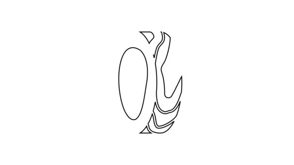 Icono de anillos de árbol de línea negra aislado sobre fondo blanco. Sección transversal de madera. Animación gráfica de vídeo 4K — Vídeo de stock