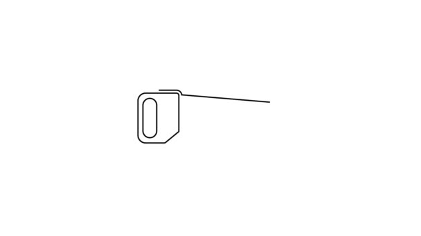 Línea negra Icono de sierra de mano aislado sobre fondo blanco. Animación gráfica de vídeo 4K — Vídeo de stock