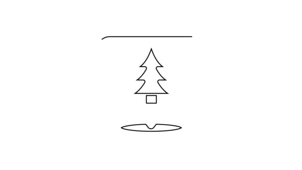Línea negra Ubicación del bosque en un icono de mapa aislado sobre fondo blanco. Animación gráfica de vídeo 4K — Vídeo de stock