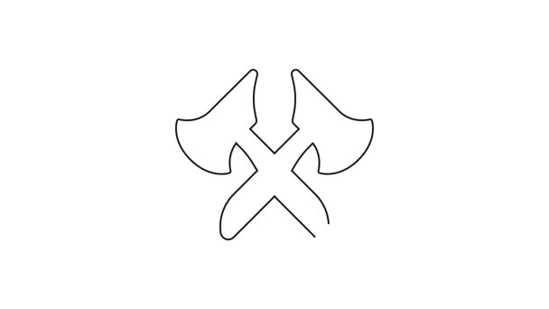 黑线木斧头图标孤立在白色背景。伐木工斧头4K视频运动图形动画 — 图库视频影像