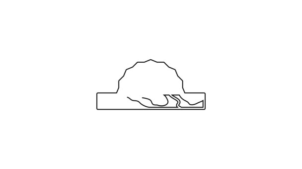 Ligne noire Scie circulaire électrique avec icône de disque dentée en acier isolée sur fond blanc. Outil électrique à main pour couper le bois ou le métal. Animation graphique de mouvement vidéo 4K — Video